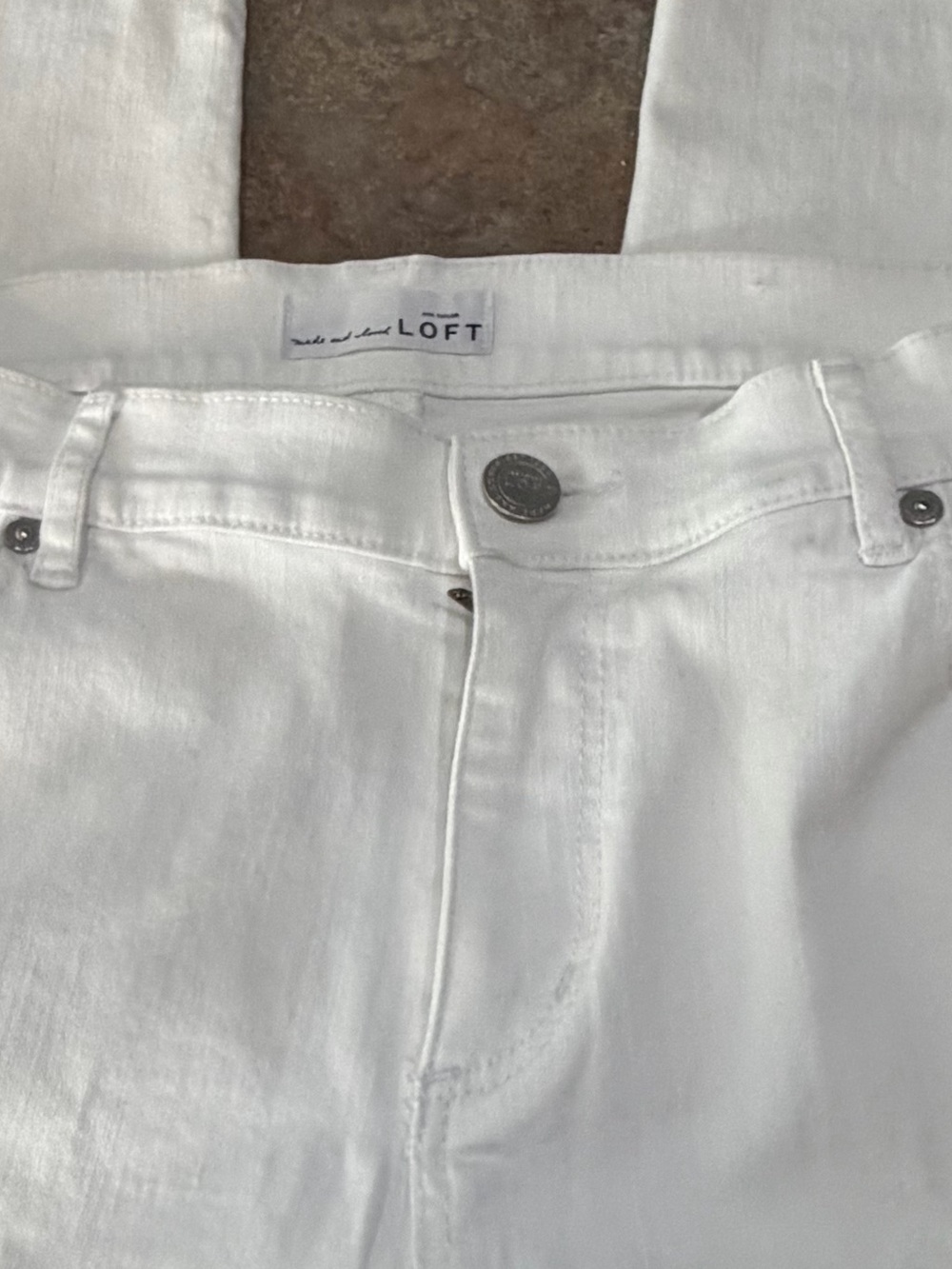LOFT White Denim Jeans with Classic Five-Pocket Front
